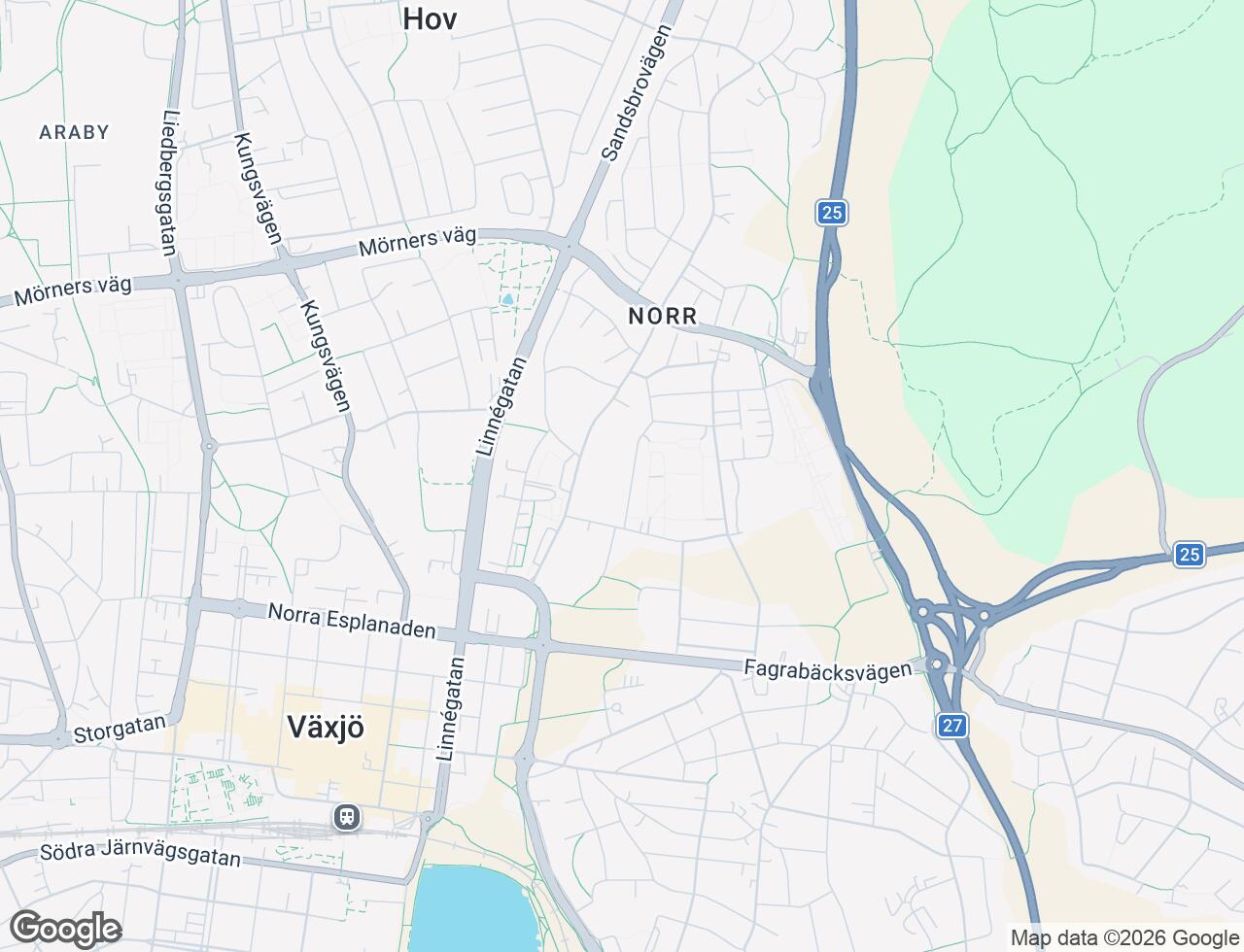Karta över Håkan Sjögrens väg 3B i 39 Växjö