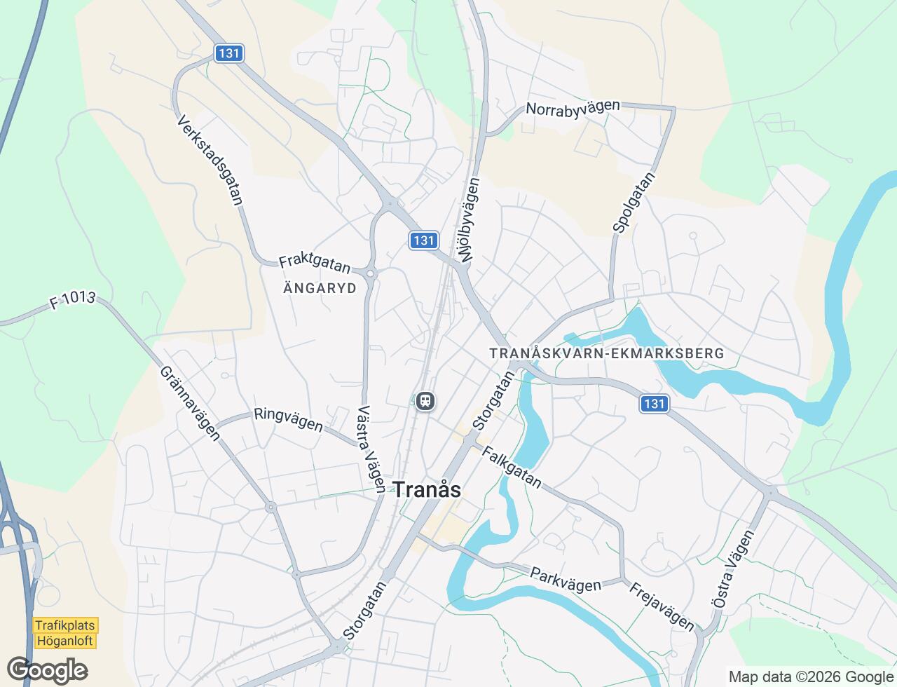 Karta över Östra Järnvägsgatan 5 i 33 Tranås