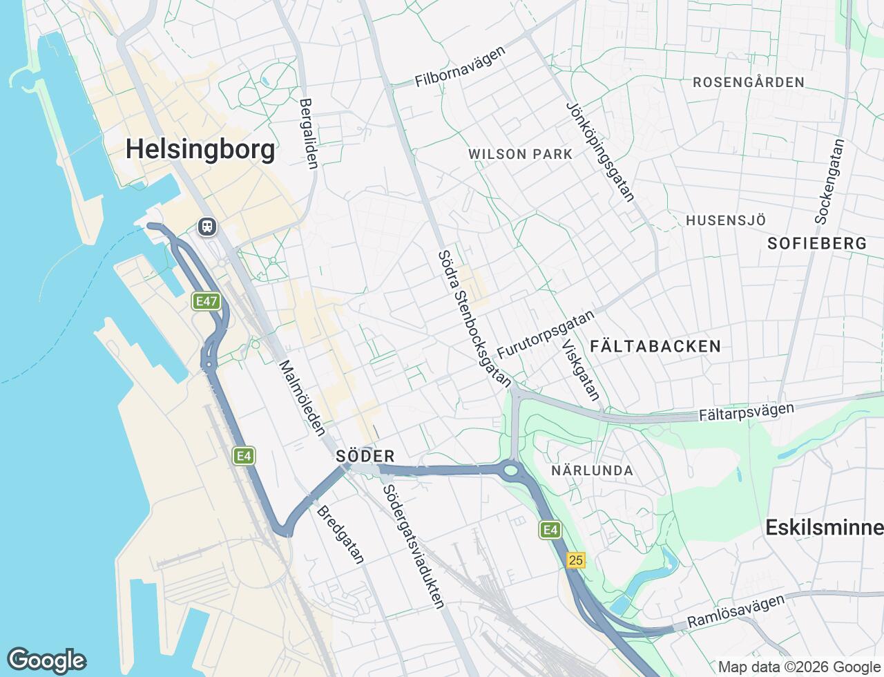 Karta över Nytorgsbacken 50 i 45 Helsingborg
