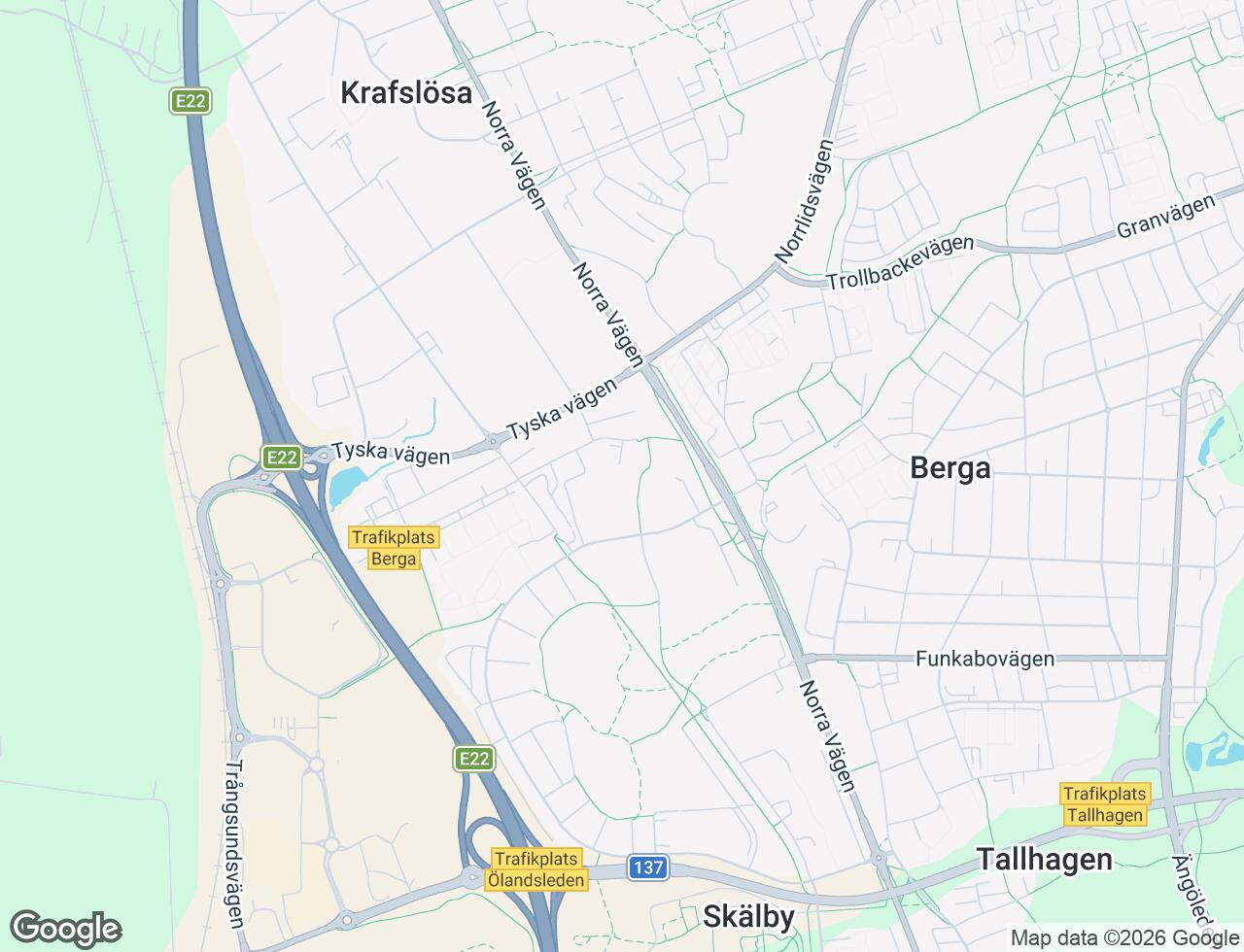 Karta över Bergagårdsvägen 12 i 54 Kalmar