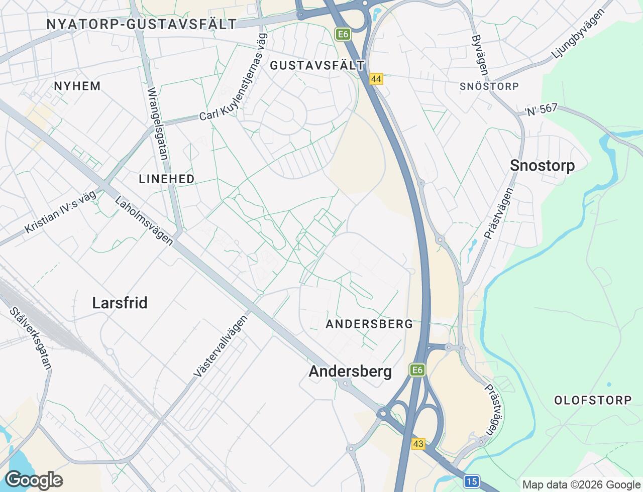 Karta över Andersbergsringen 52 i 21 Halmstad