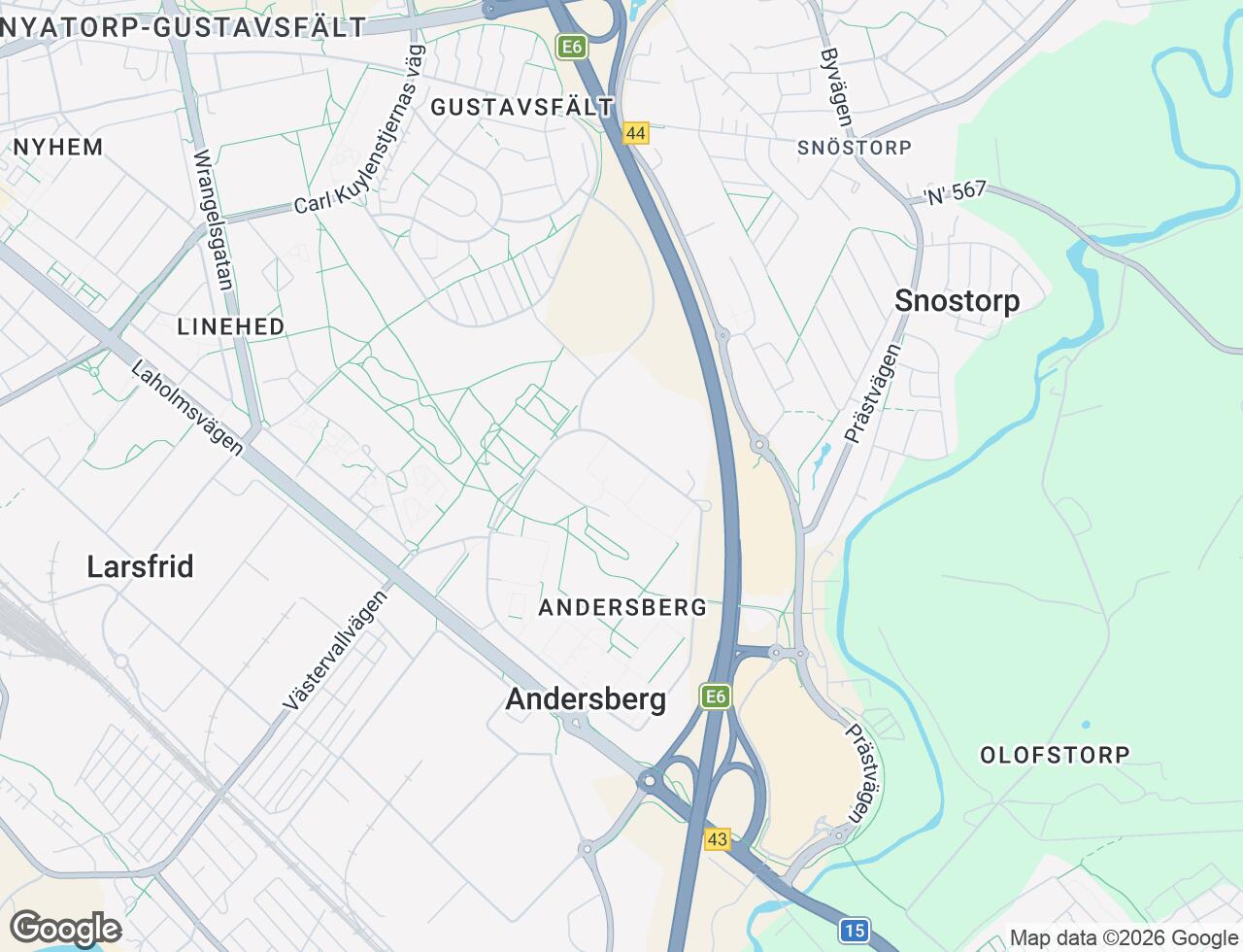 Karta över Andersbergsringen 67 i 21 Halmstad