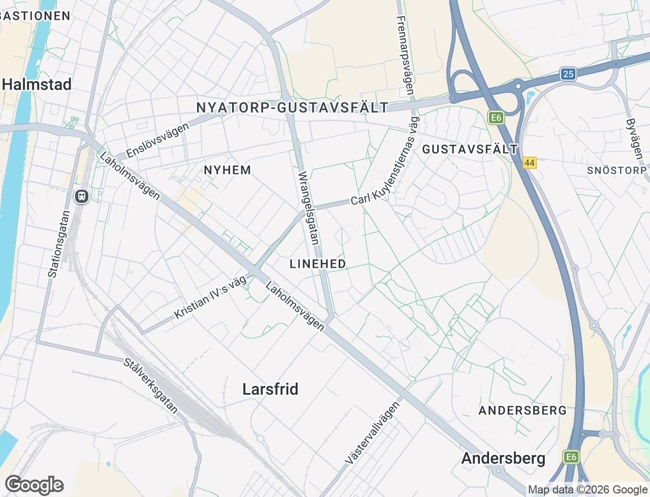 Karta över Hemmansvägen 28 i 52 Halmstad