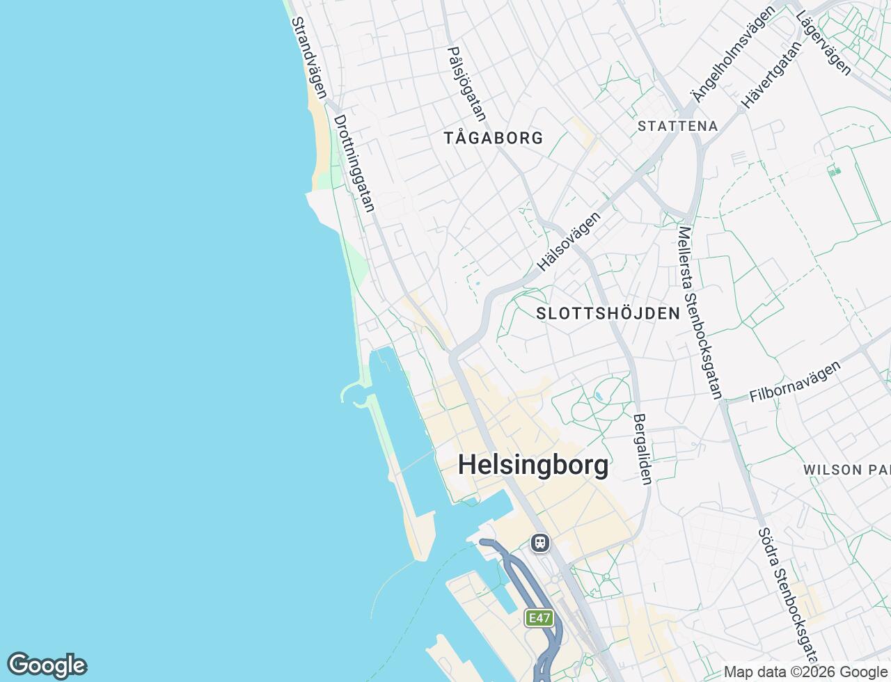 Karta över Drottninggatan 72B i 21 Helsingborg