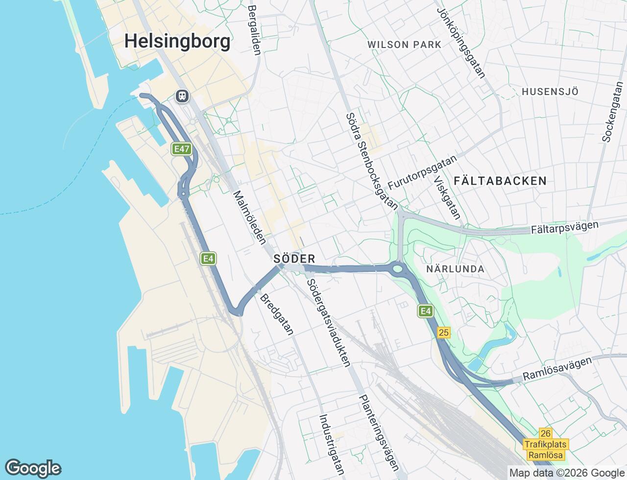 Karta över Håkan Lundbergs gata 18 i 37 Helsingborg