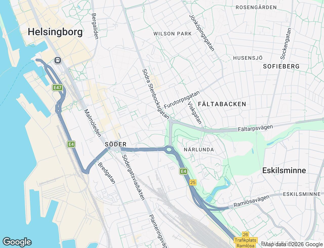 Karta över Sturegatan 27 i 38 Helsingborg