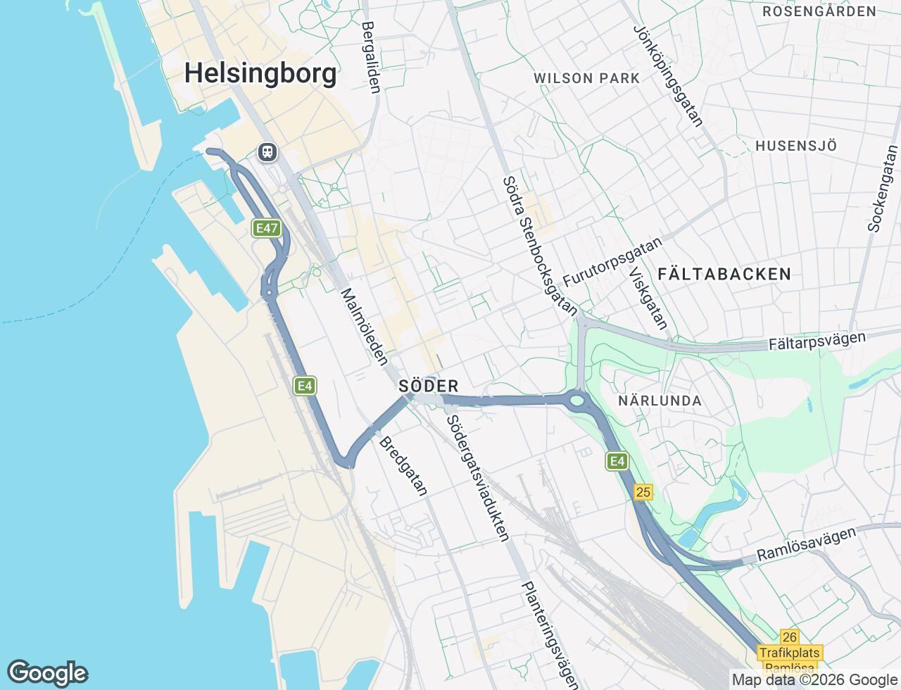 Karta över Håkan Lundbergs gata 8 i 37 Helsingborg