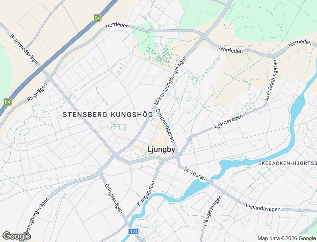 Karta över Bergagatan 21 i 36 Ljungby