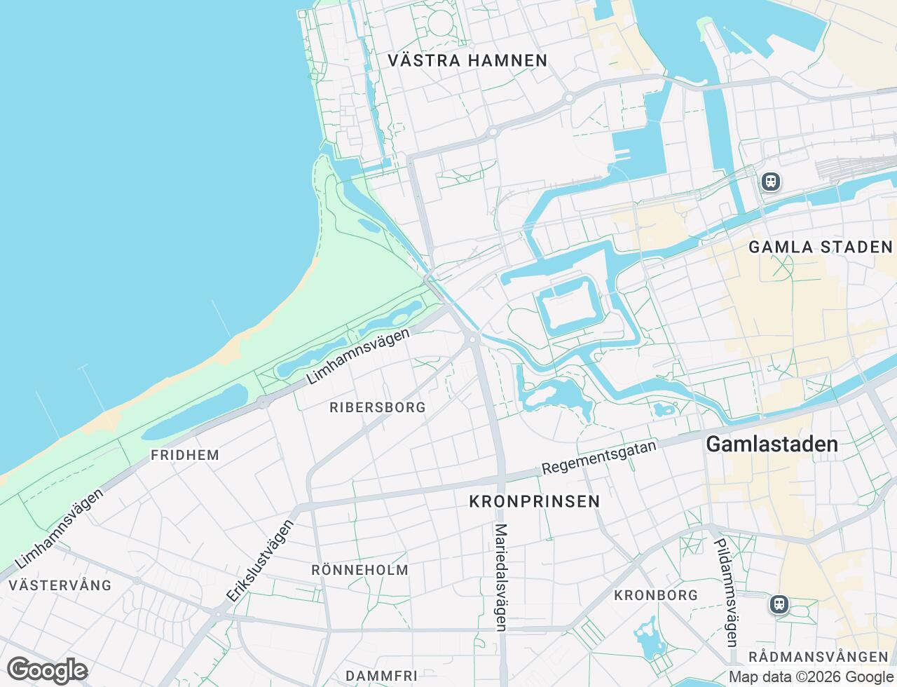 Karta över Tessins väg 1B i 58 Malmö