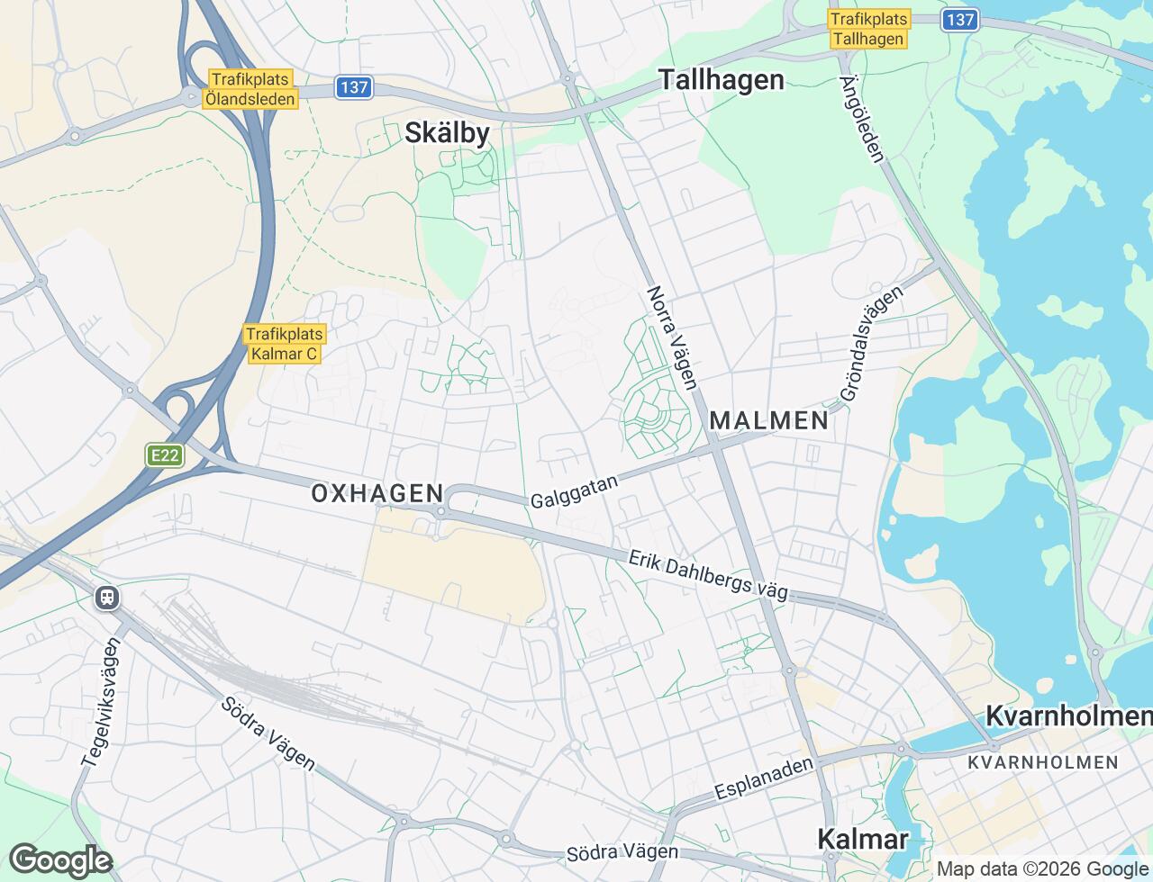 Karta över Kungsgårdsvägen 7B i 37 Kalmar