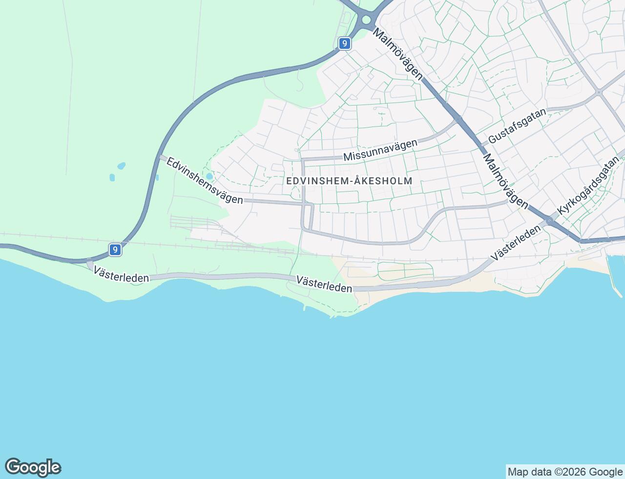 Karta över Erik Dahlbergsgatan 47 i 51 Ystad