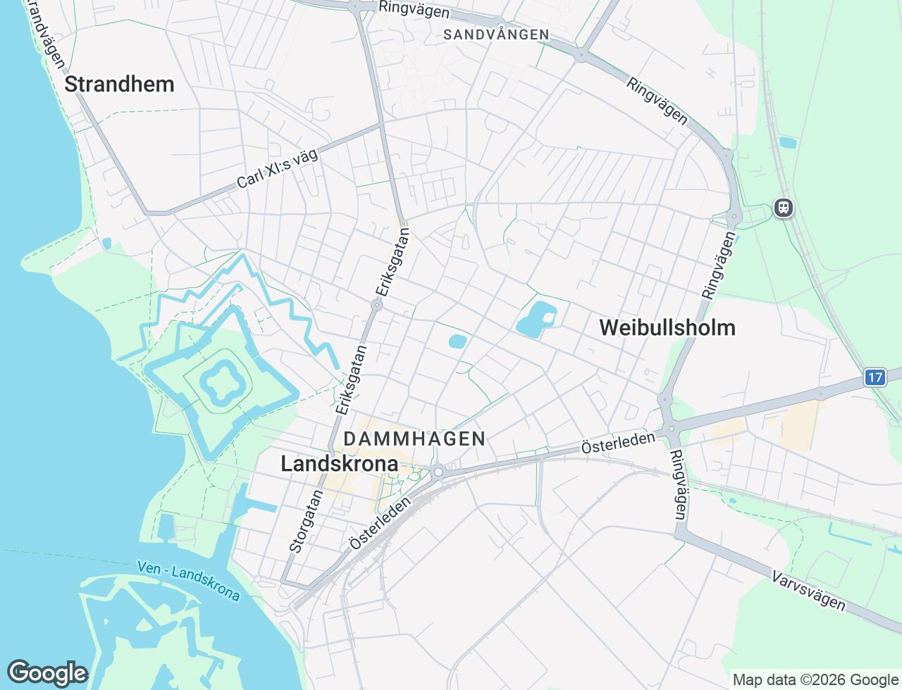 Karta över Gröna gång 20 i 33 Landskrona