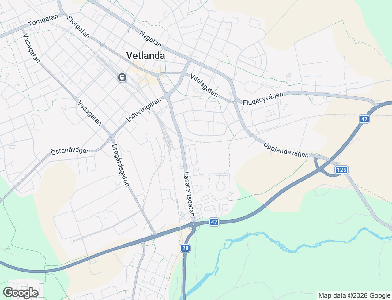 Karta över Lasarettsgatan 31B i 40 Vetlanda