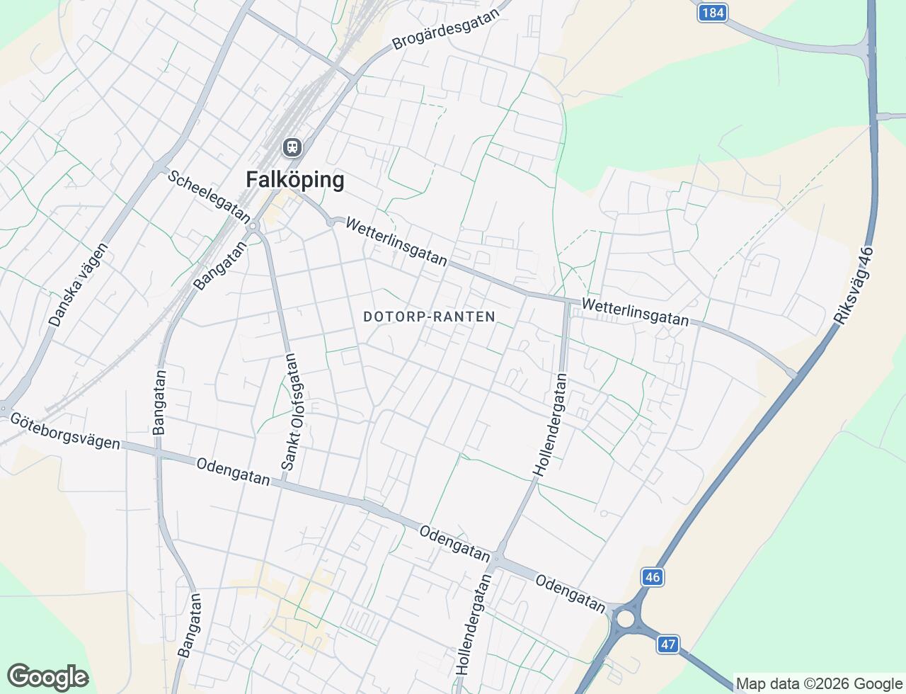 Karta över Margaretagatan 34 i 44 Falköping