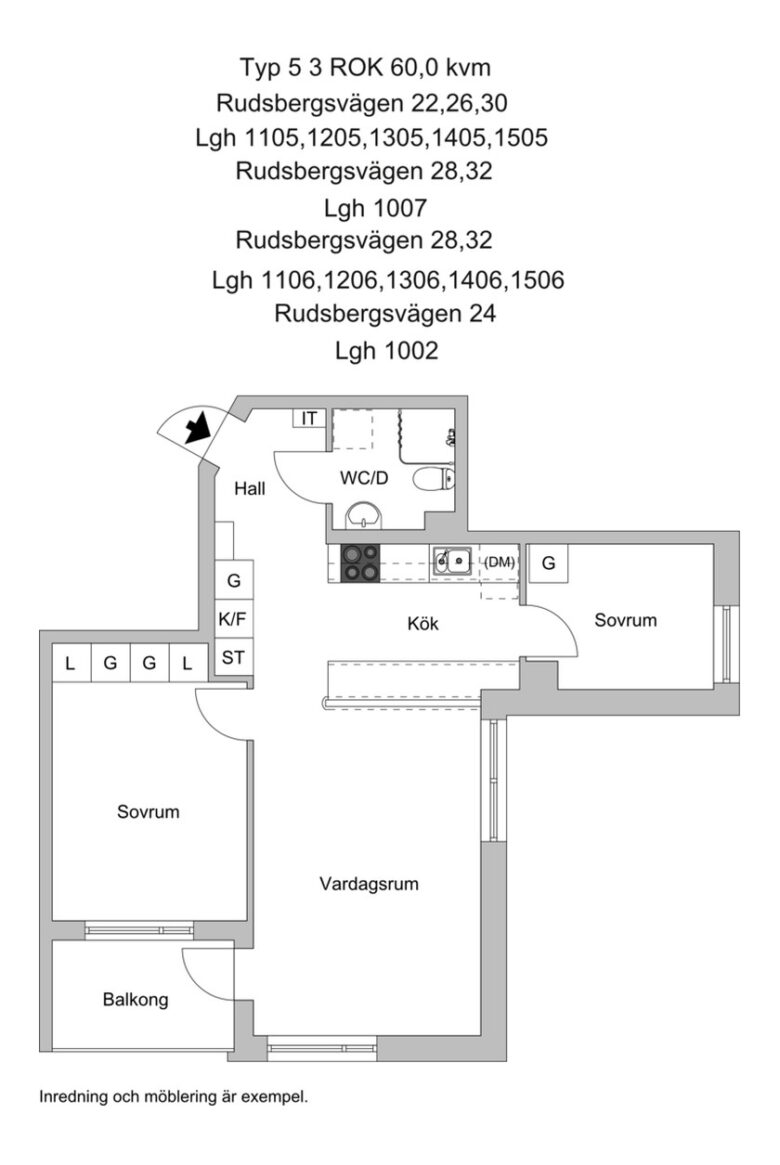 Lägenhet 3 rok på Rudsbergsvägen 26