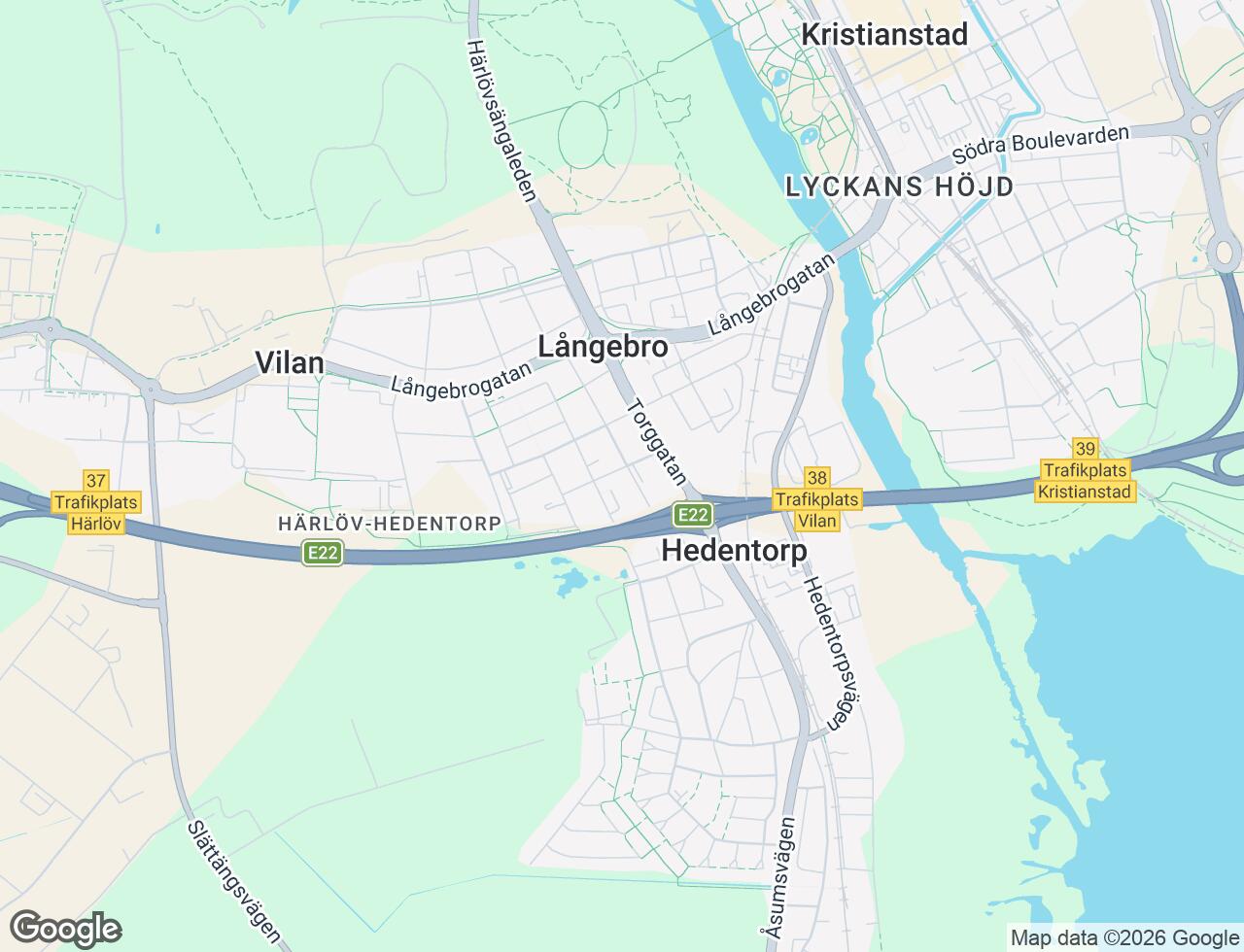 Karta över Hagtornsvägen 3 i 59 Kristianstad