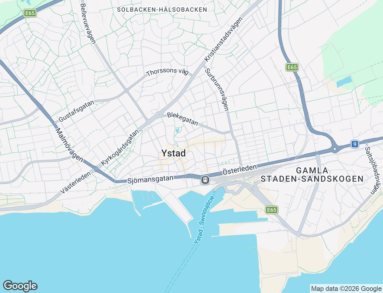 Karta över Stora Östergatan 14 i 34 Ystad