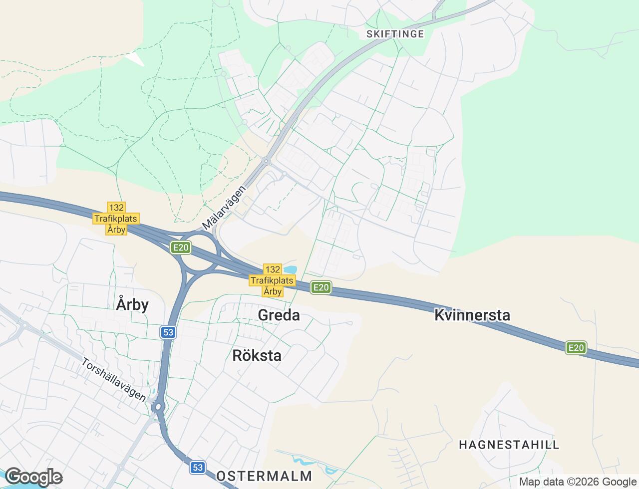 Karta över Skiftingegatan 32E i 54 Eskilstuna