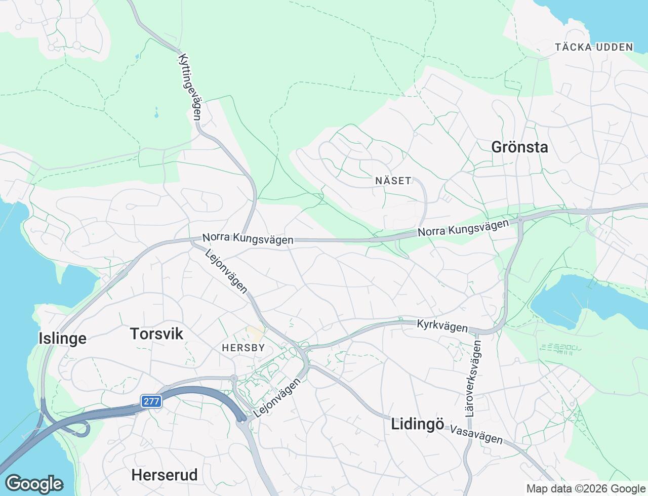 Karta över Bergsvägen 25 i 31 Lidingö