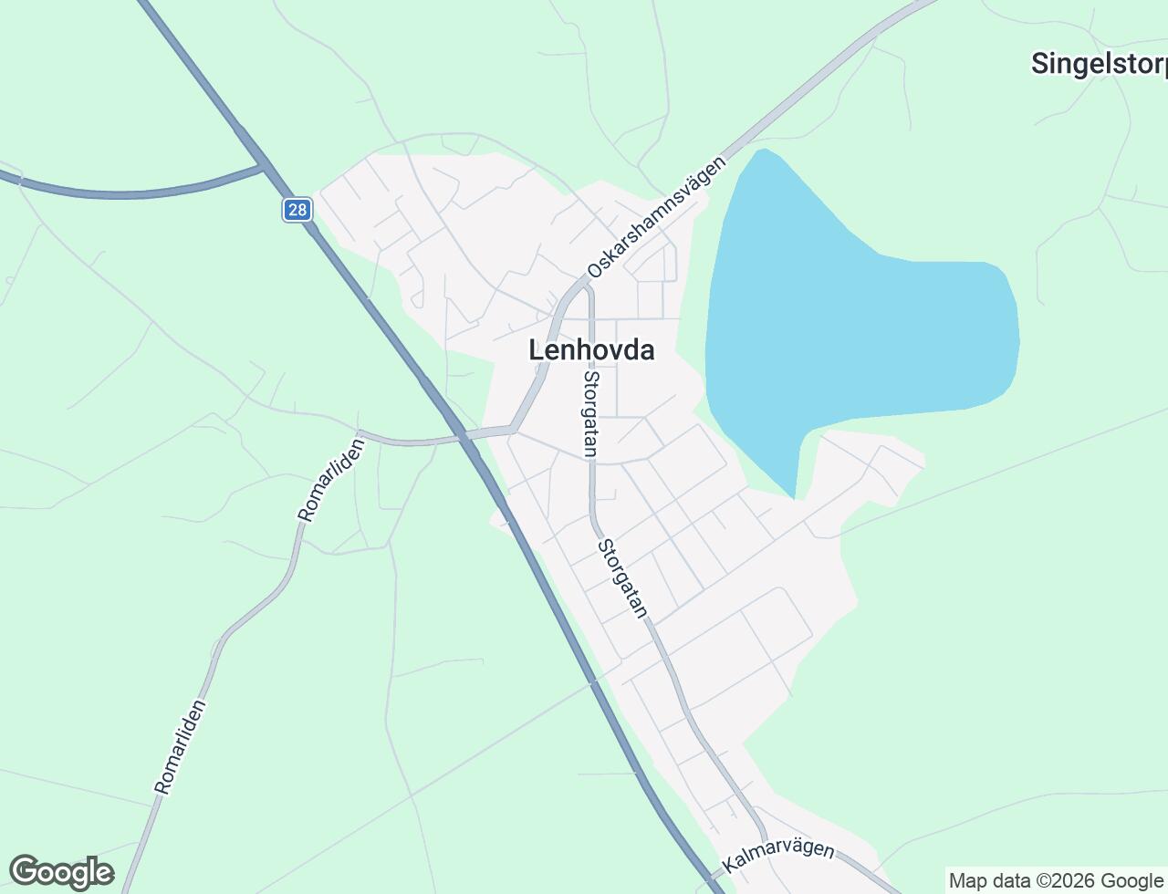Karta över Storgatan 28 i 42 Lenhovda