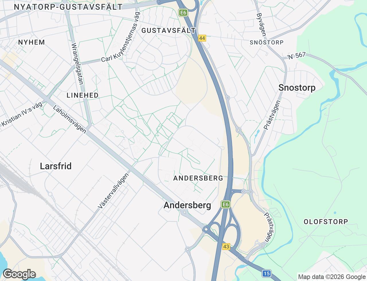 Karta över Andersbergsringen 97 i 21 Halmstad