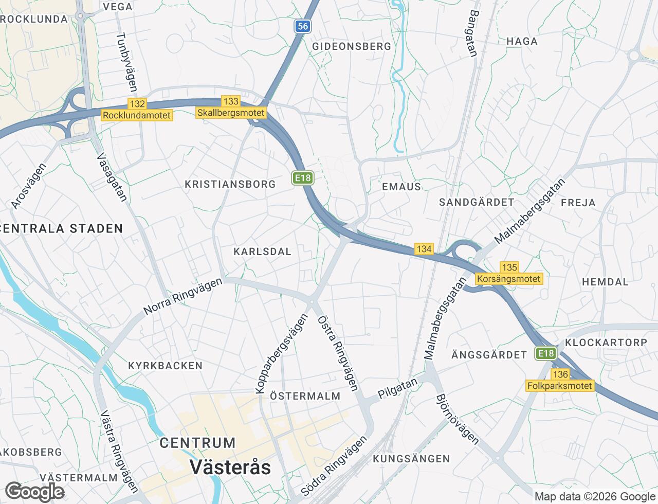 Karta över Johanneshöjden 1 i 19 Västerås