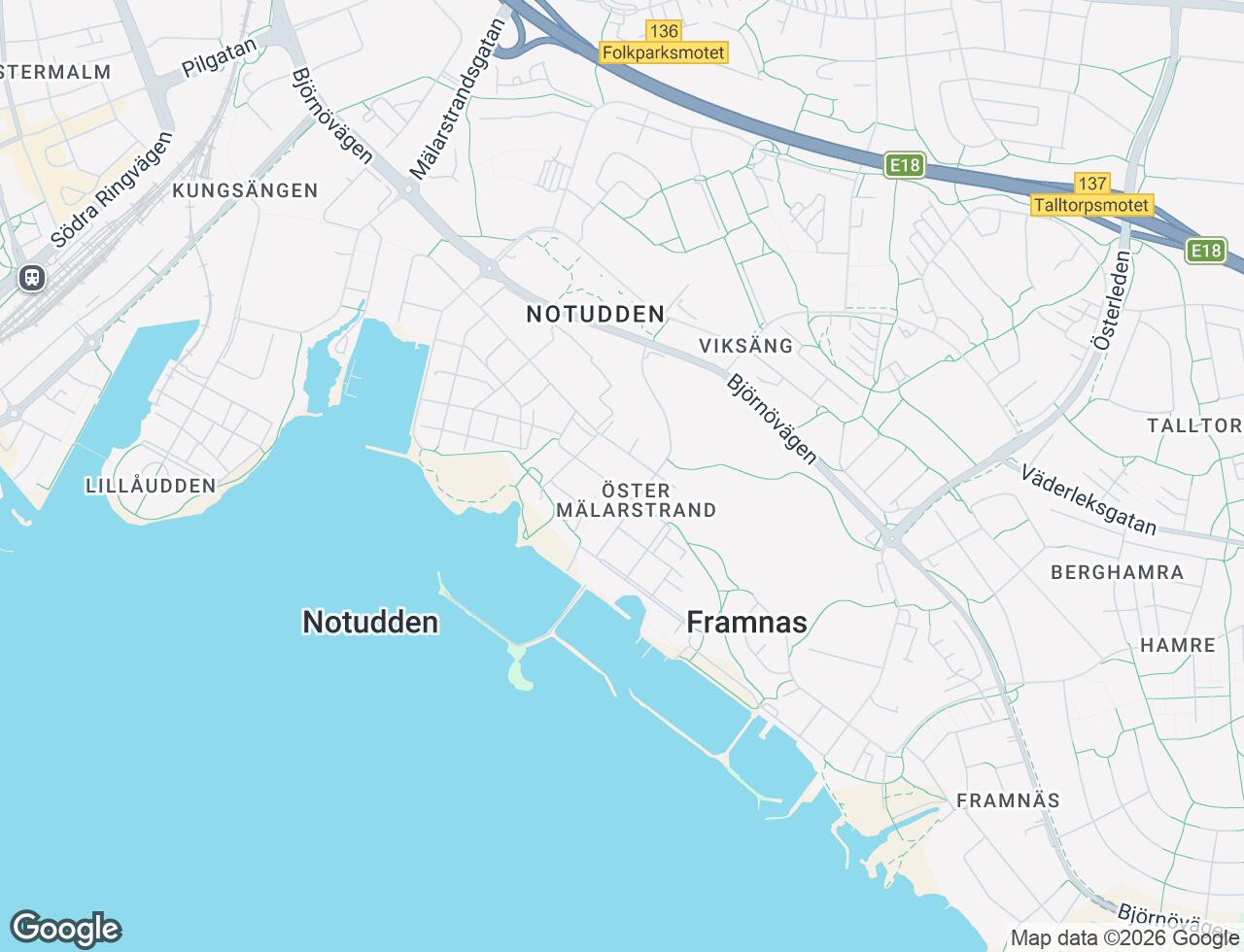 Karta över Öster Mälarstrands Allé 127 i 56 Västerås