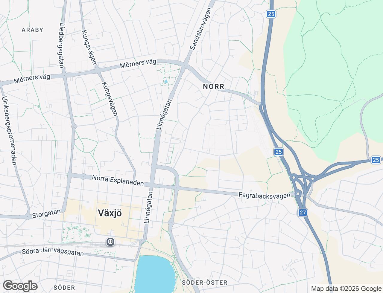 Karta över Gamla Norrvägen 12A i 43 Växjö