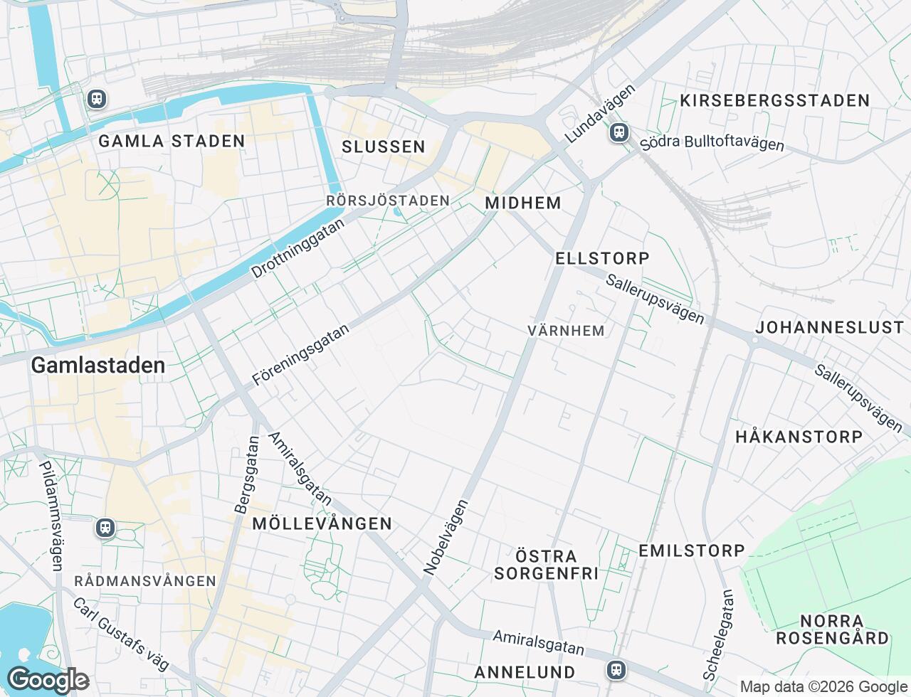 Karta över Spårvägen 24E i 51 Malmö