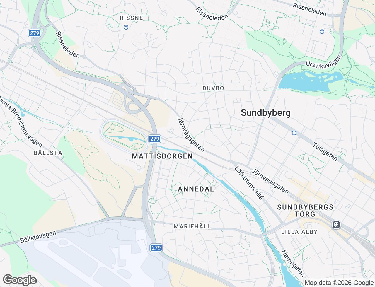 Karta över Järnvägsgatan 23 i 75 Sundbyberg