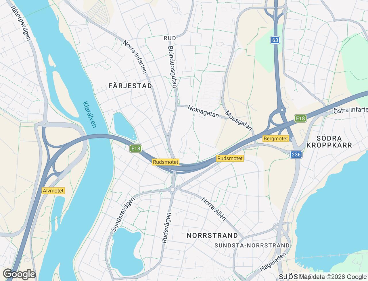 Karta över Rudsbergsvägen 24 i 66 Karlstad