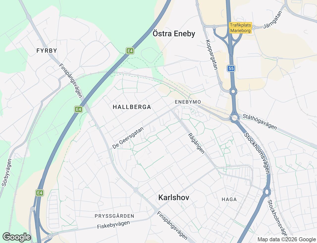 Karta över De Geersgatan 57 i 08 Norrköping