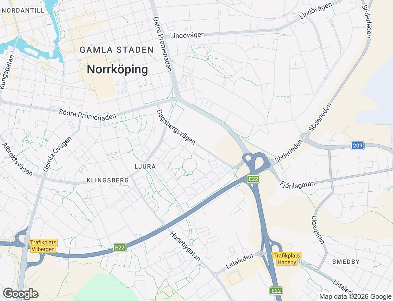 Karta över Dagsbergsvägen 136 i 51 Norrköping