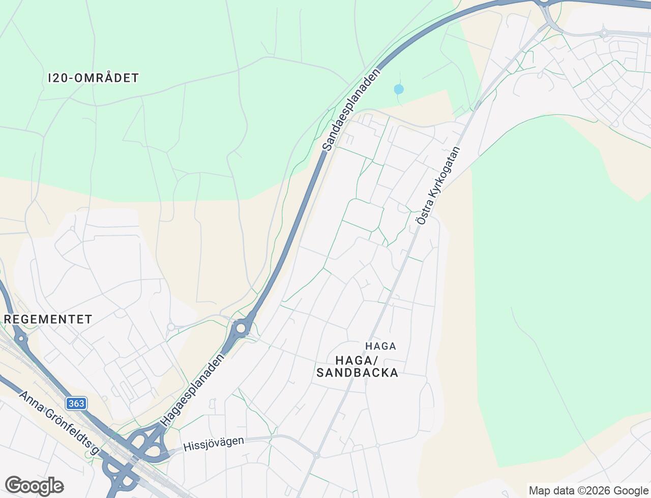 Karta över Sandbackavägen 22F i 46 Umeå