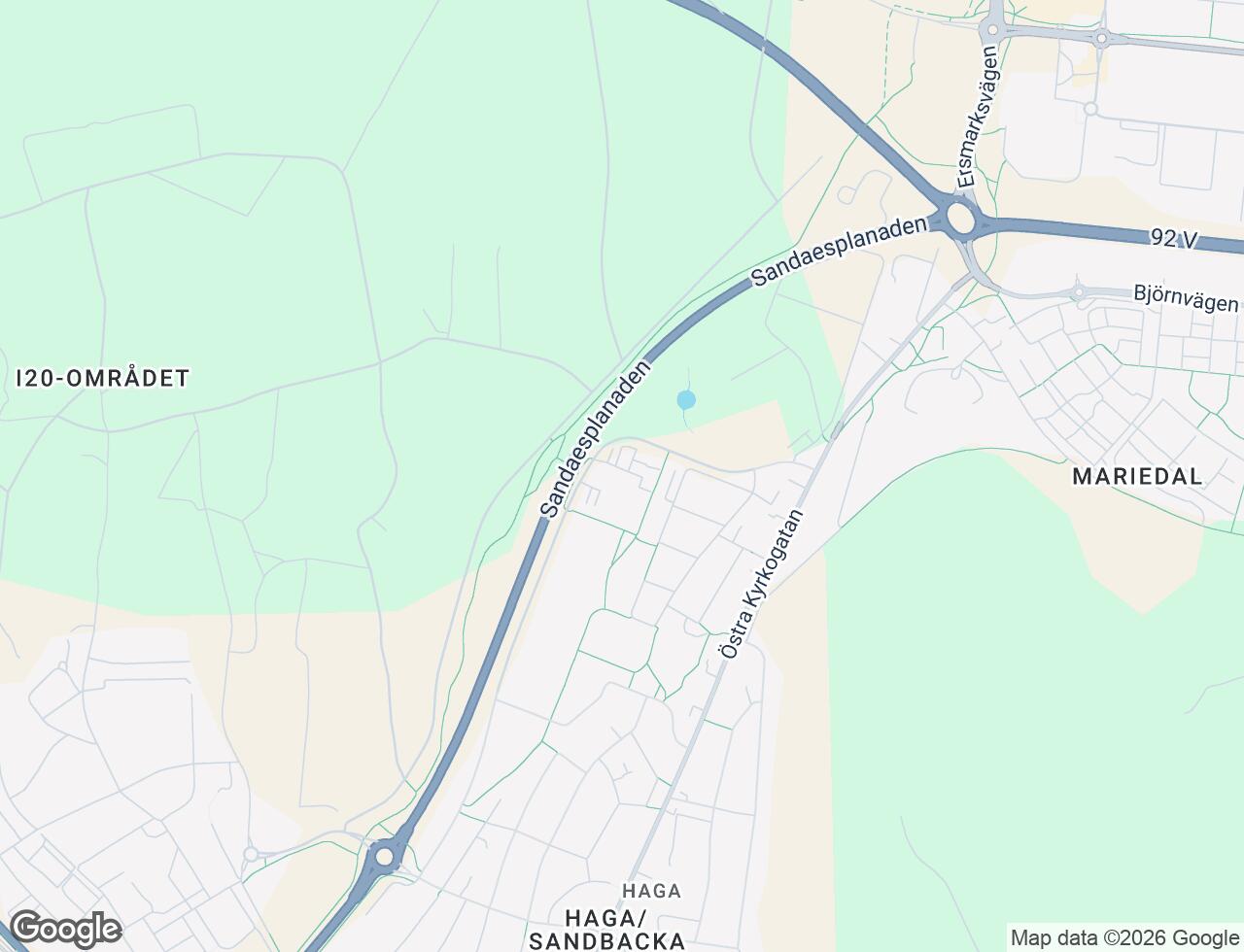 Karta över Sandbackavägen 34M i 46 Umeå