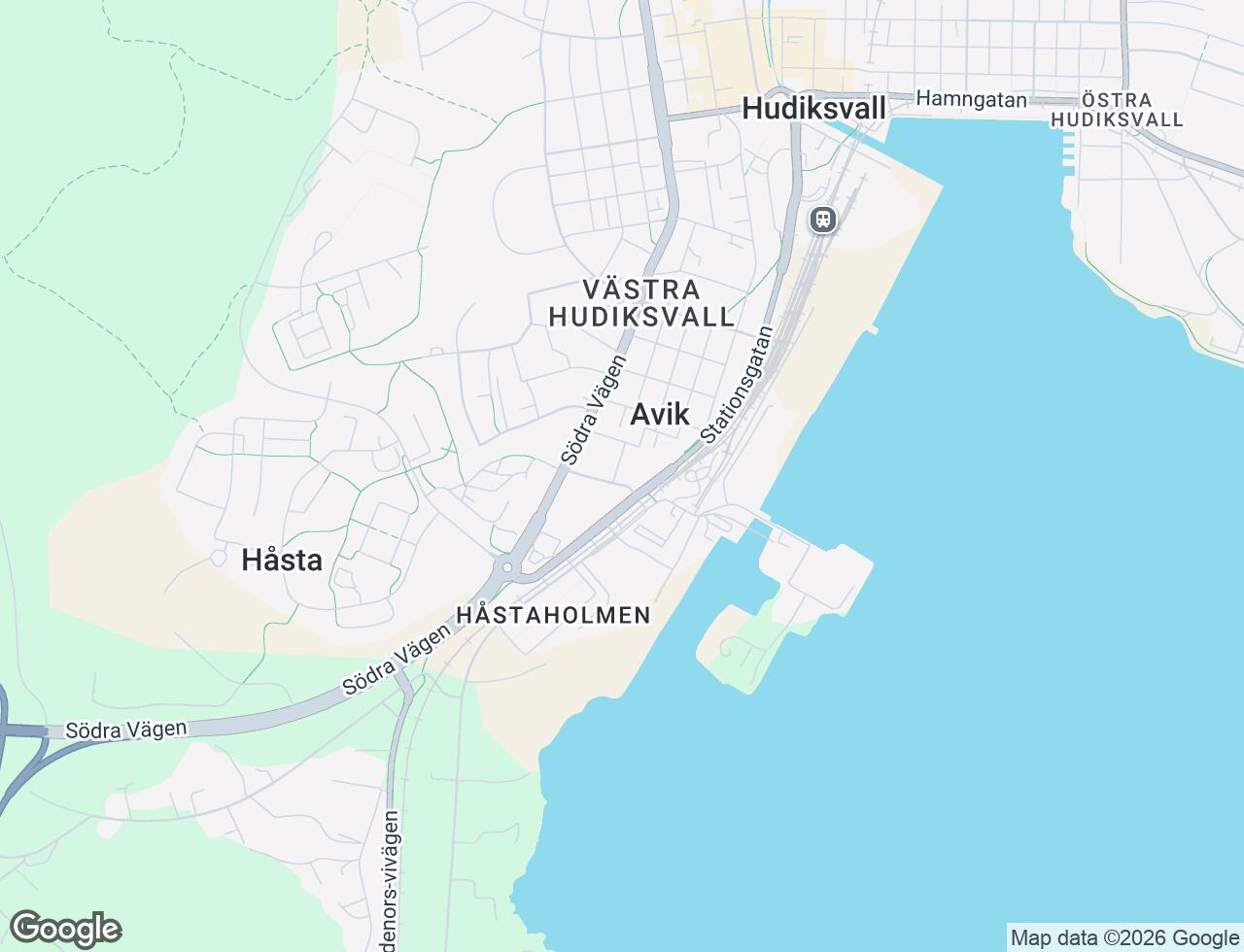 Karta över Backgatan 2A i 44 Hudiksvall