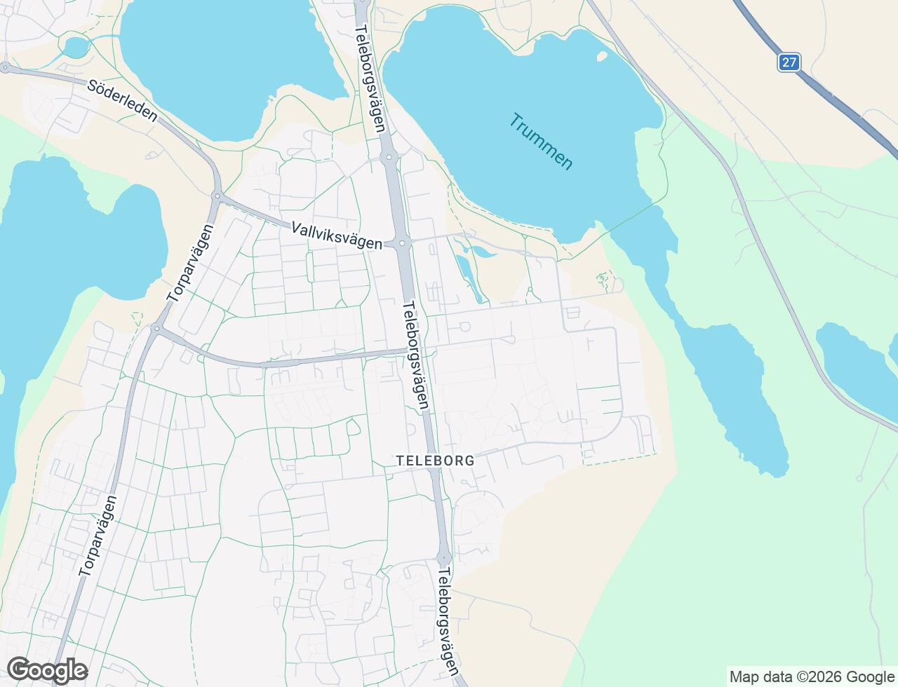 Karta över P G Vejdes väg i 52 Växjö
