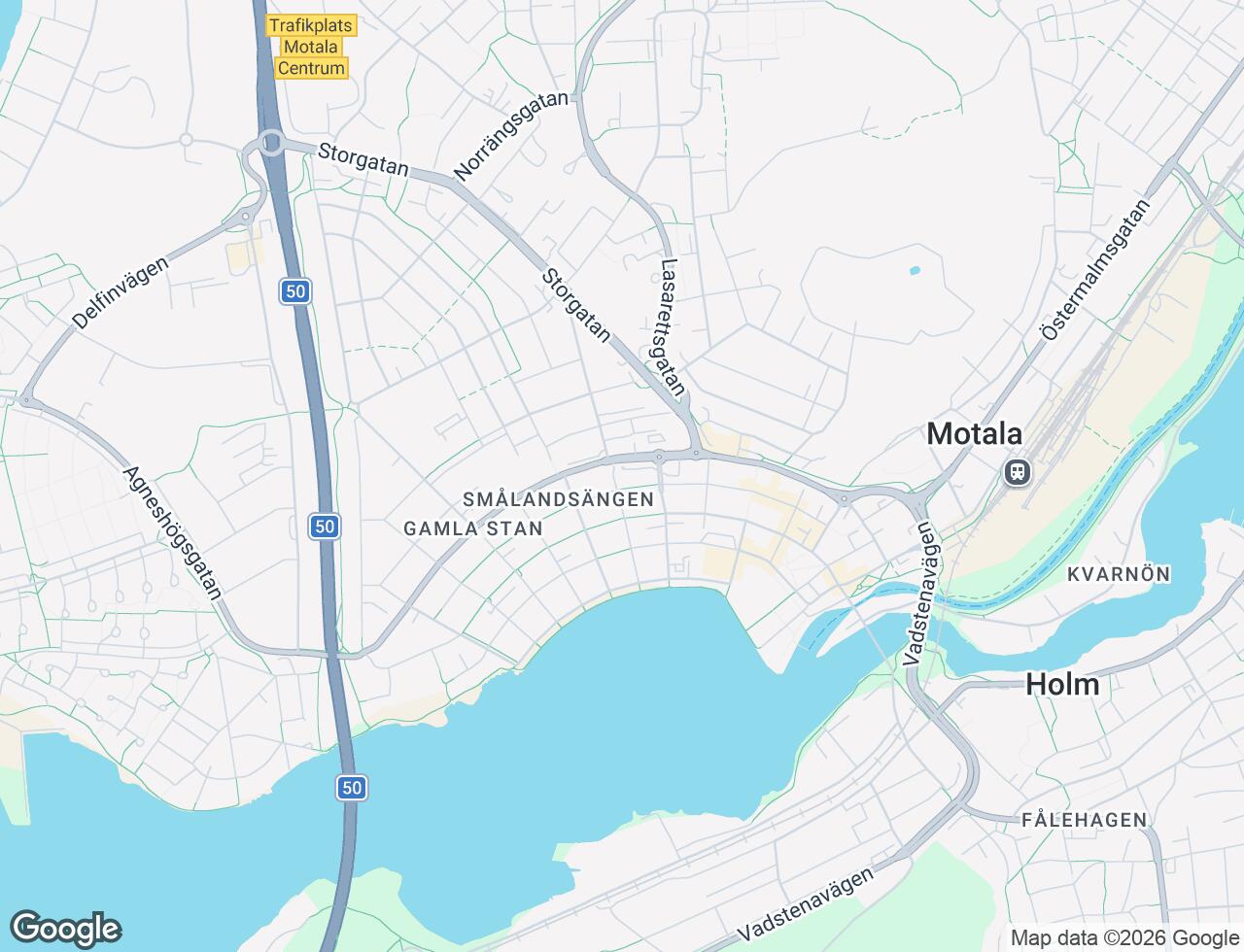Karta över Nedre Borgmästaregatan 10 i 26 Motala