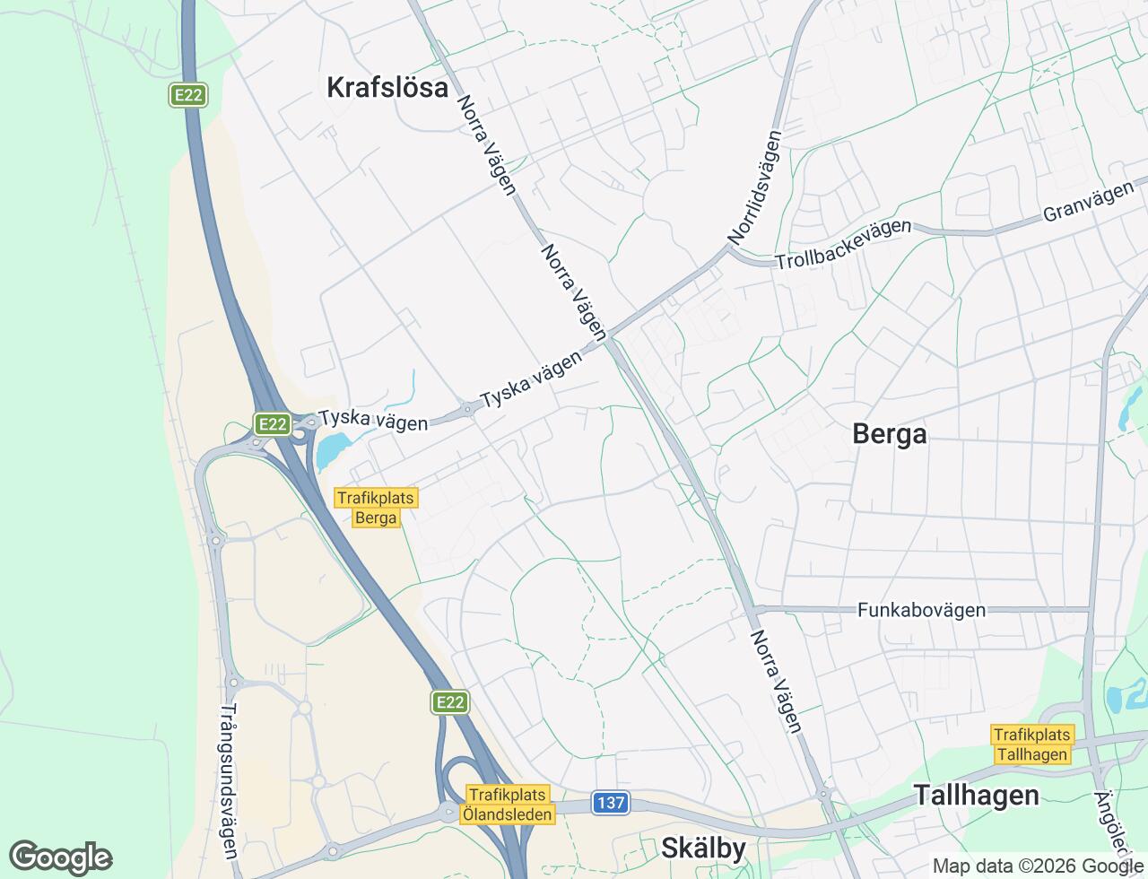 Karta över Bergagårdsvägen 6 i 54 Kalmar