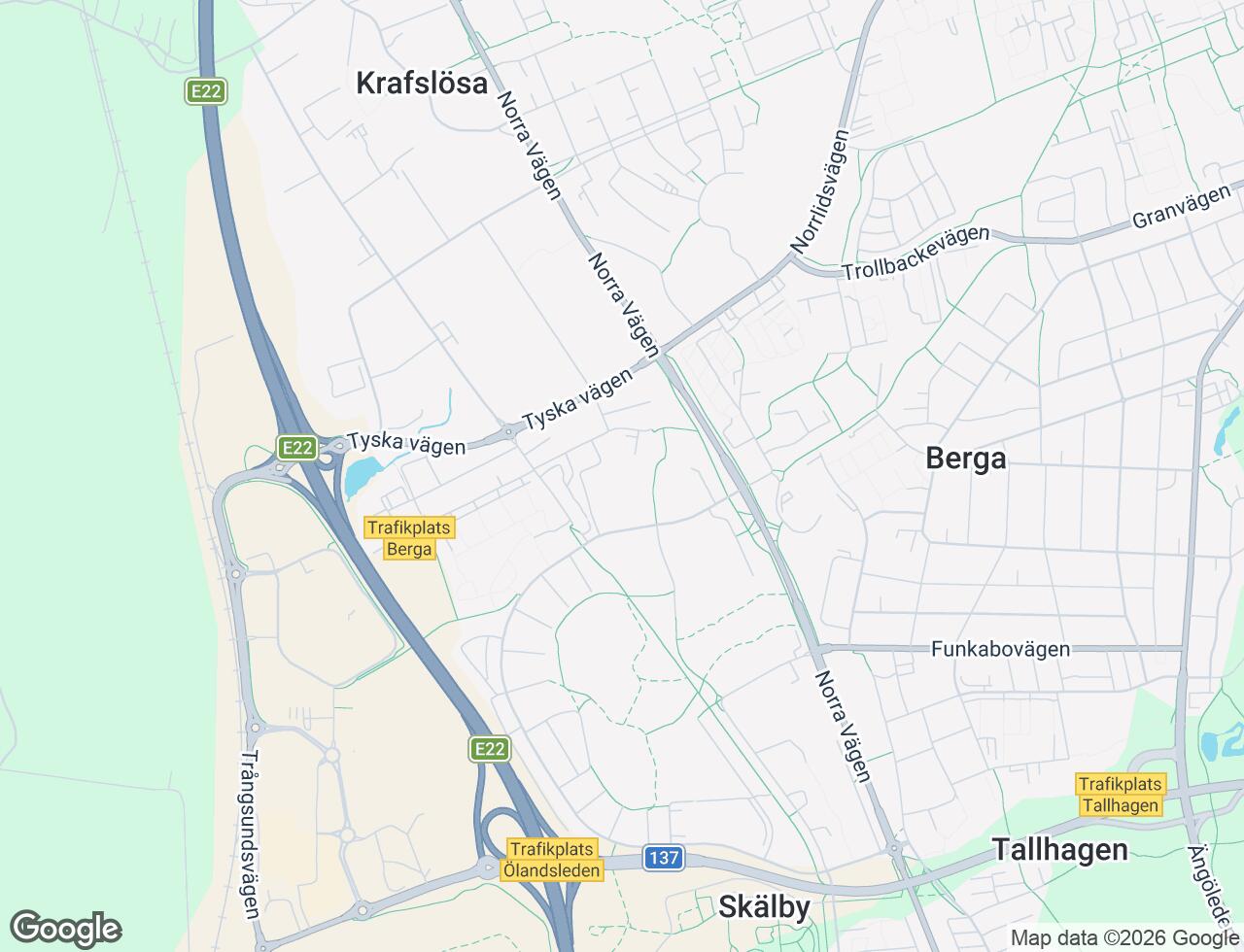 Karta över Bergagårdsvägen 8 i 54 Kalmar