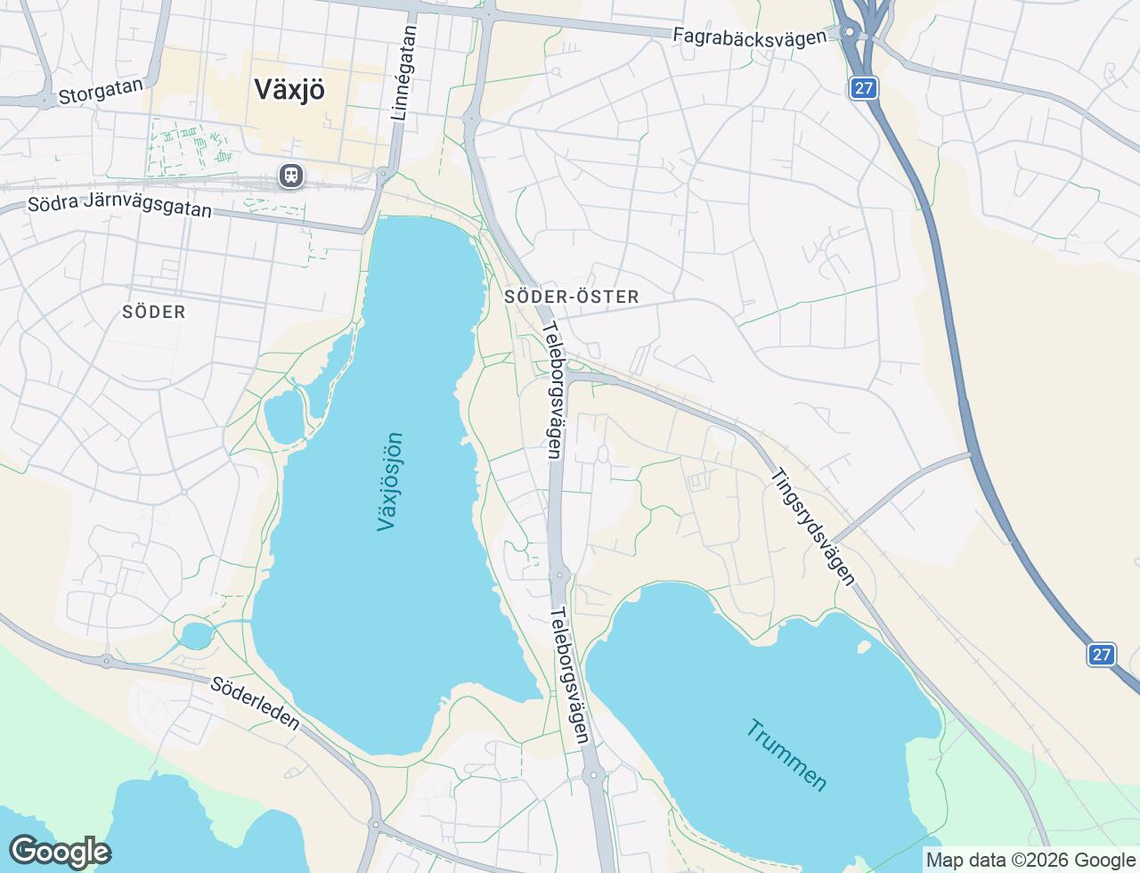 Karta över Sigfridsvägen 23 i 57 Växjö