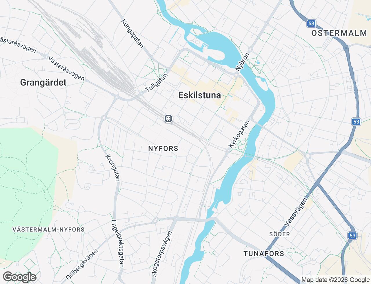 Karta över Östra Åsgatan 9 i 25 Eskilstuna
