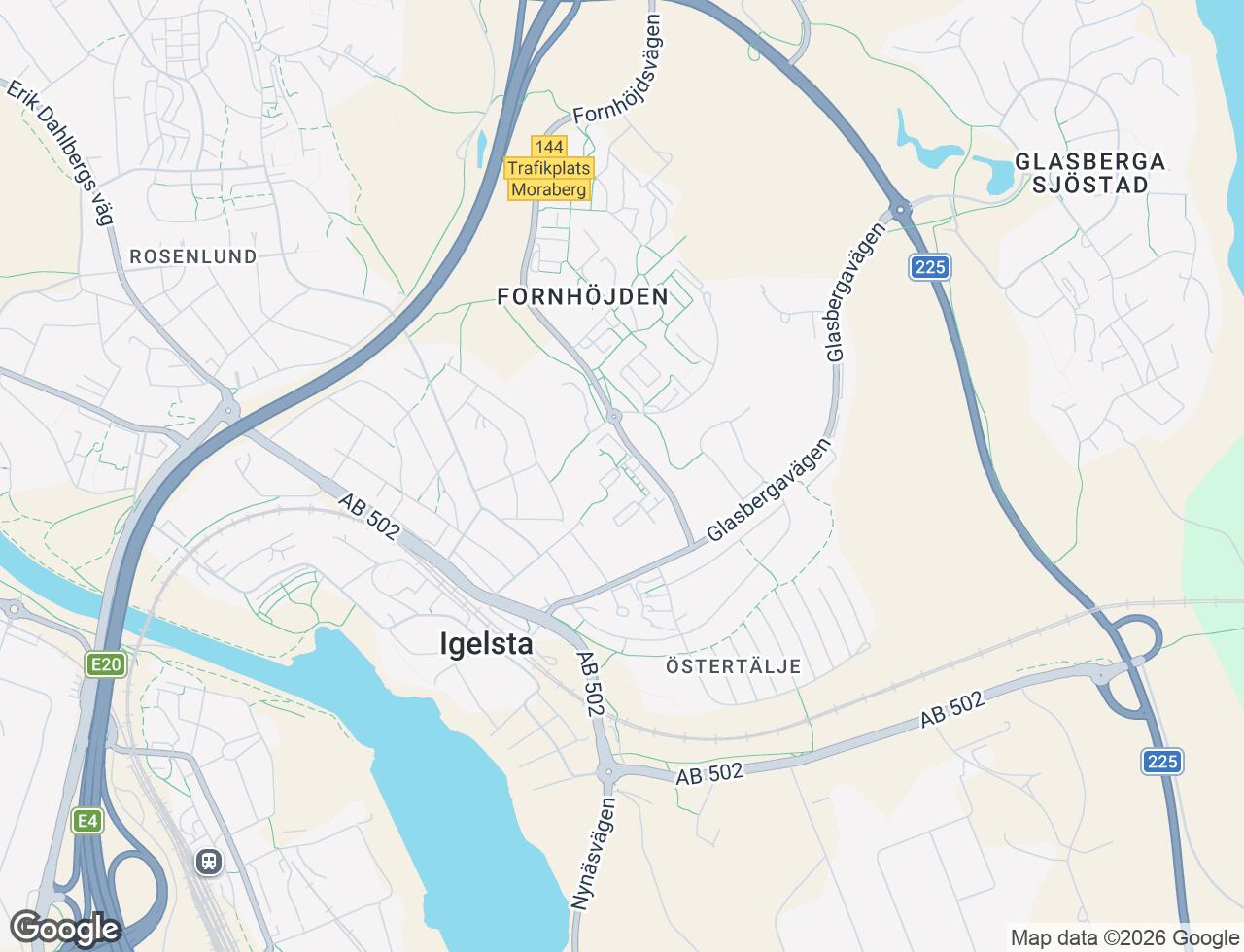 Karta över Fornhöjdsvägen 29 i 56 Södertälje