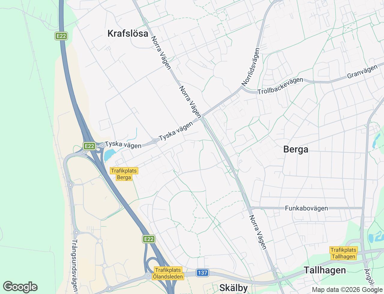 Karta över Bergagårdsvägen 4 i 54 Kalmar