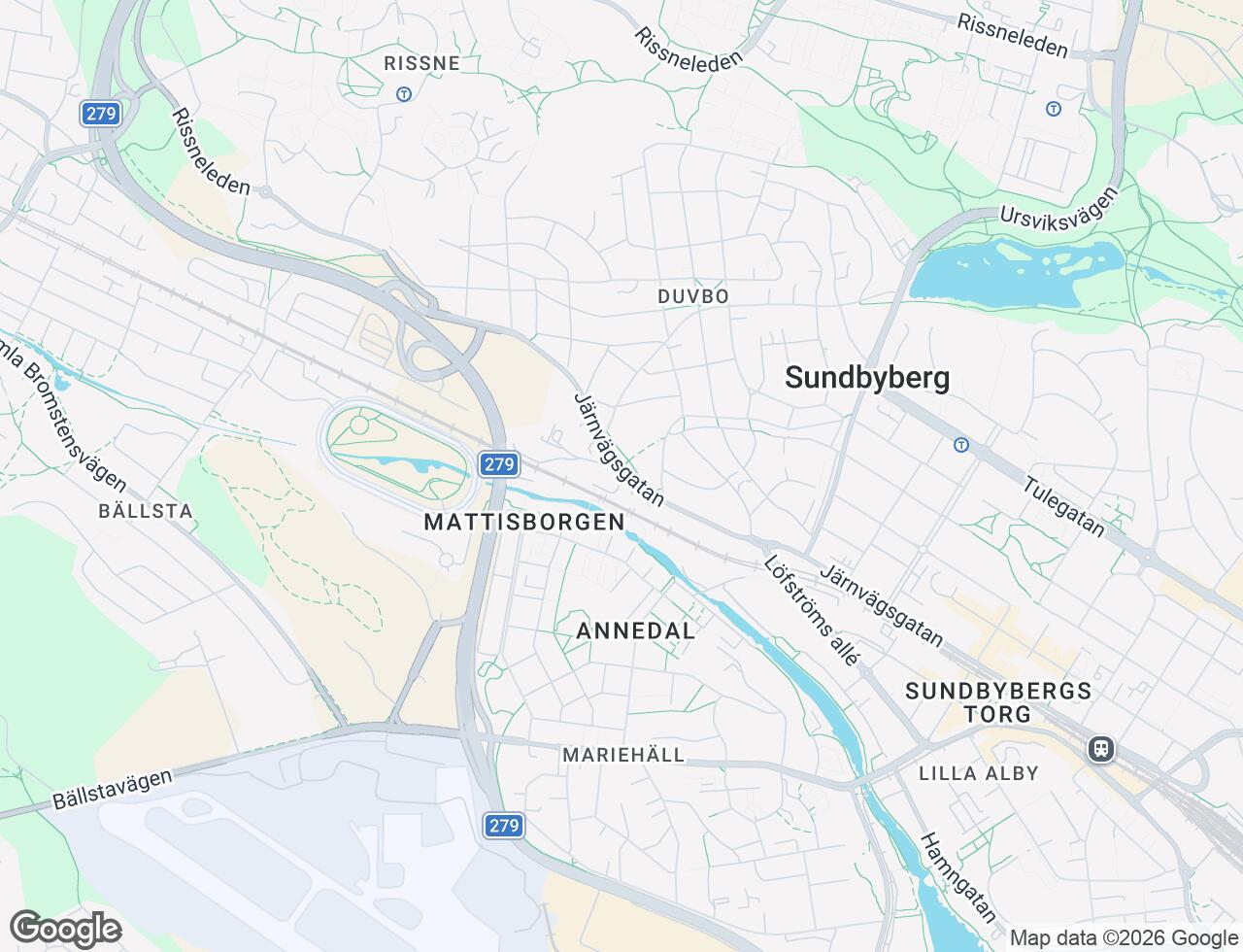 Karta över Järnvägsgatan 21 i 75 Sundbyberg