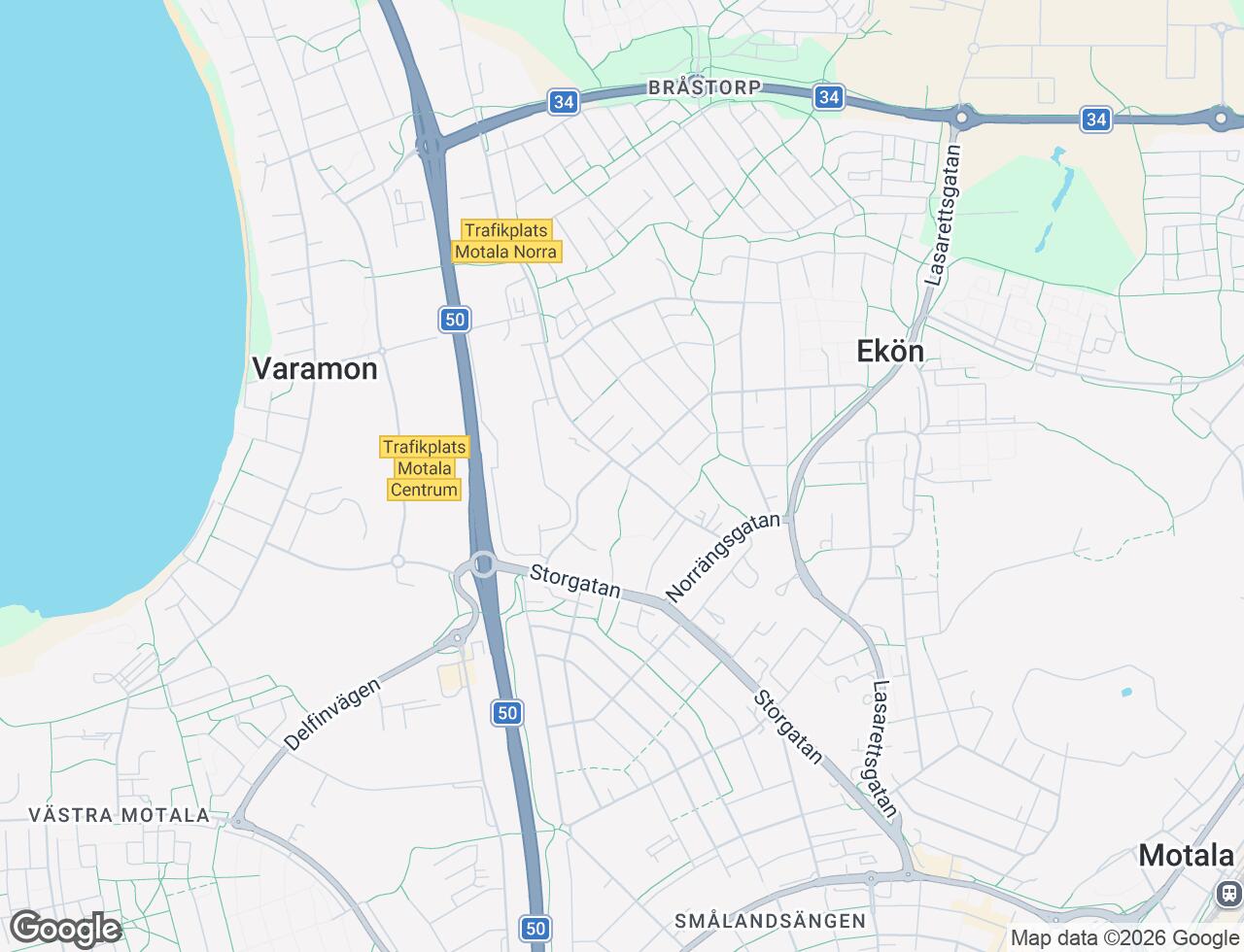 Karta över Medevivägen 51E i 39 Motala