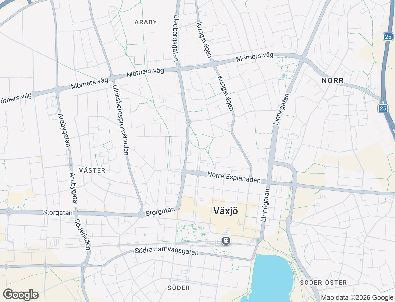 Karta över Västra Esplanaden 23 i 31 Växjö