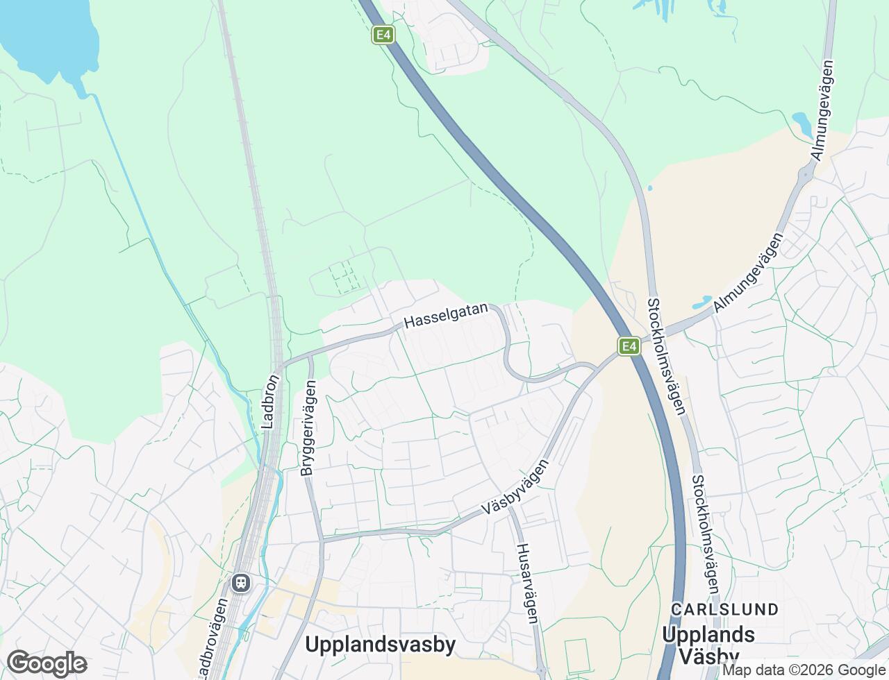 Karta över Hasselgatan 55 i 37 Upplands Väsby