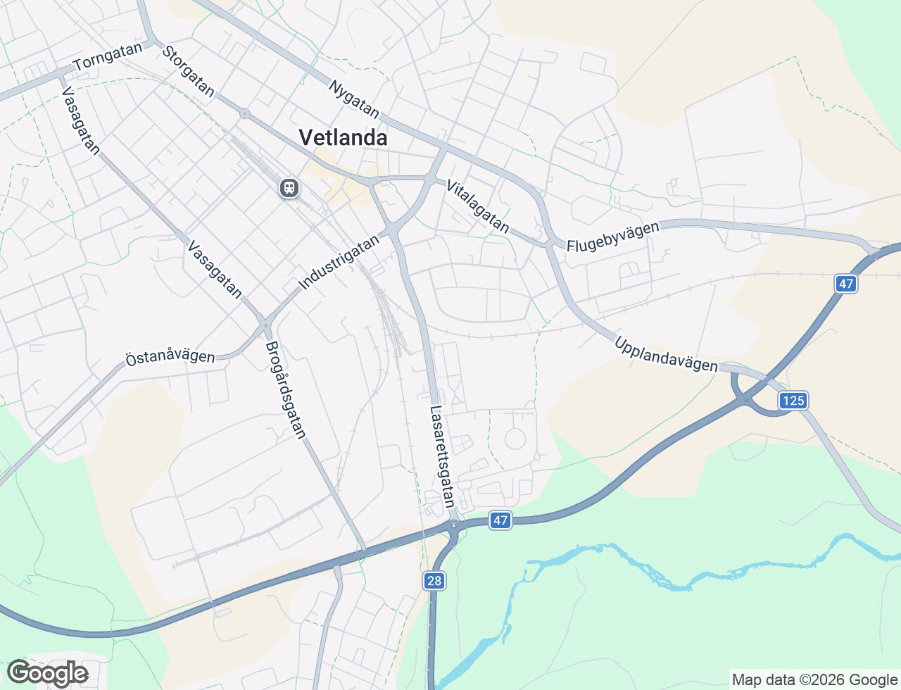 Karta över Lasarettsgatan 29B i 40 Vetlanda