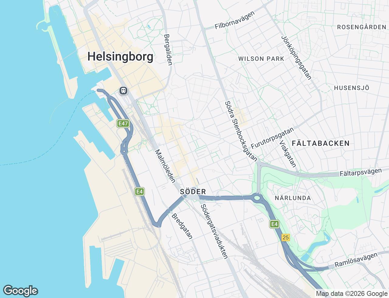 Karta över Hantverkaregatan 17 i 26 Helsingborg